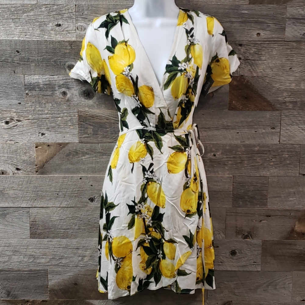 Lulu's lemon wrap dress
